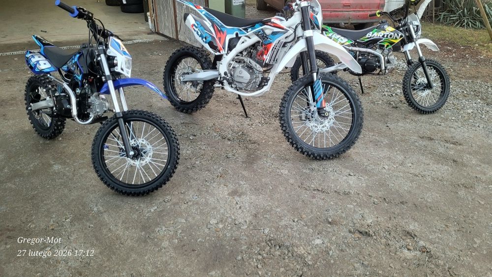 Nowe markowe crossy Barton 125cc 250cc z lampą raty rozrusznik kola 17