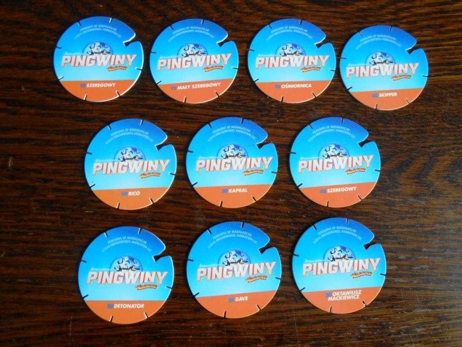 Pingwiny z Madagaskaru żetony 10 szt.