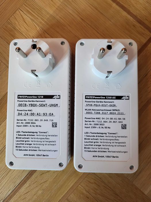Do sieci WIFI zestaw Powerline 1240 AX 1200 Mbit/s 2x Avm Fritz Lan WIFI6