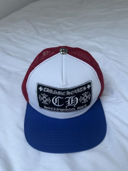 Czapka Chrome Hearts czerwono niebieska