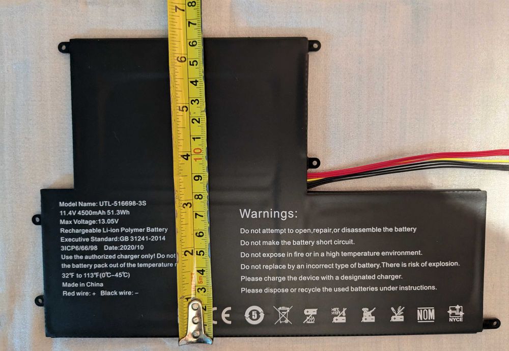 Bateria UTL - 5 1 6 6 9 8 - 3 S para computador portátil