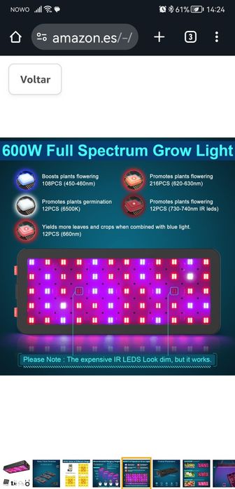 Lâmpadas Led para plantas de interior, flores e legumes