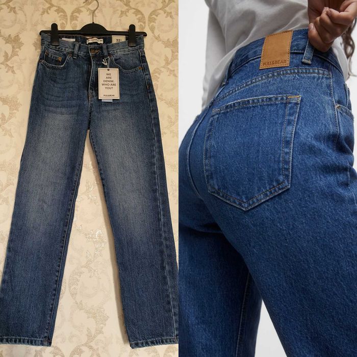Джинсы Pull & Bear высокая талия НОВЫЕ синие