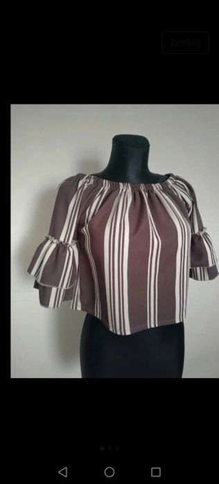 Cropp top krótki z odkrytymi ramionami paski bluzka Hiszpańka coguette