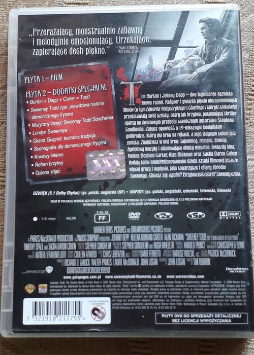 2xdvd Sweeney Todd Demoniczny Golibroda