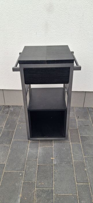 Szafka słupek rozkładany na kółkach czarny szuflada