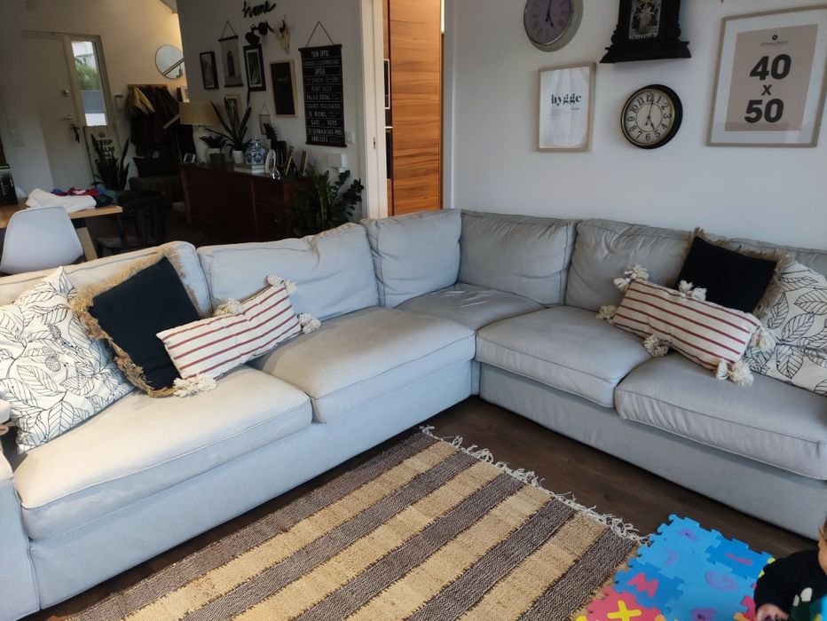 Sofa canto kivik cinzento 5 lugares