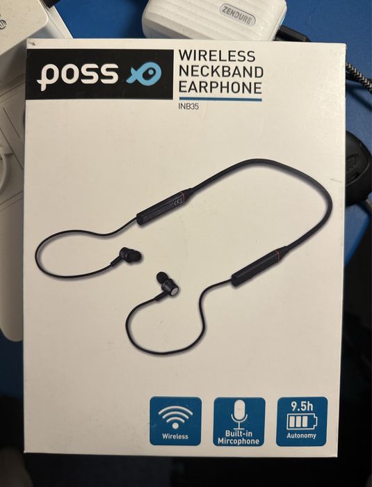 Słuchawki POSS INB35 - bezprzewodowe / bluetooth / neckband - NOWE