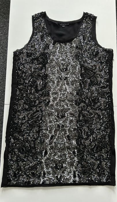 Sukienka mini AllSaints – cekinowa, czarna