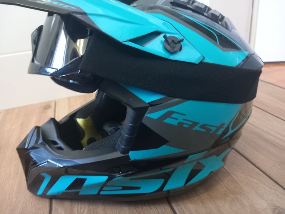 Kask offroad/motocyklowy dla dziecka + rękawice i gogle