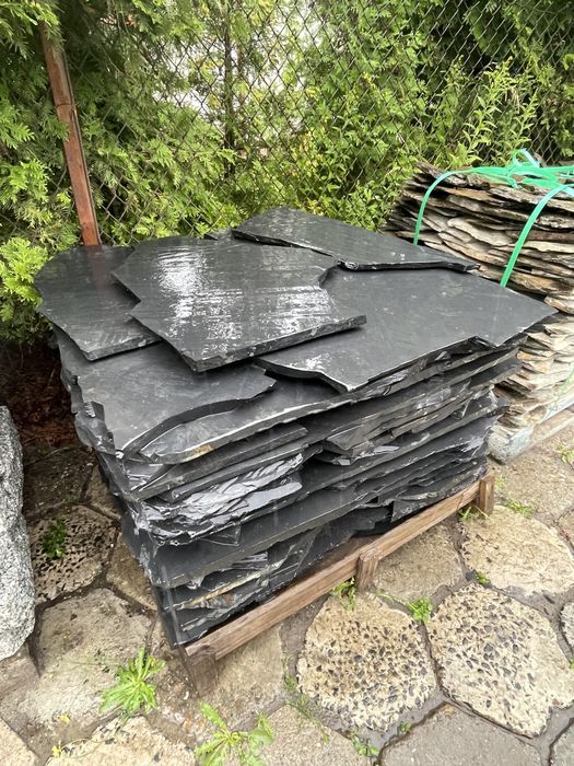 CZARNY ŁUPEK NATURALNY Kamień na Taras Schody Elewacja Dzikówka Płyty