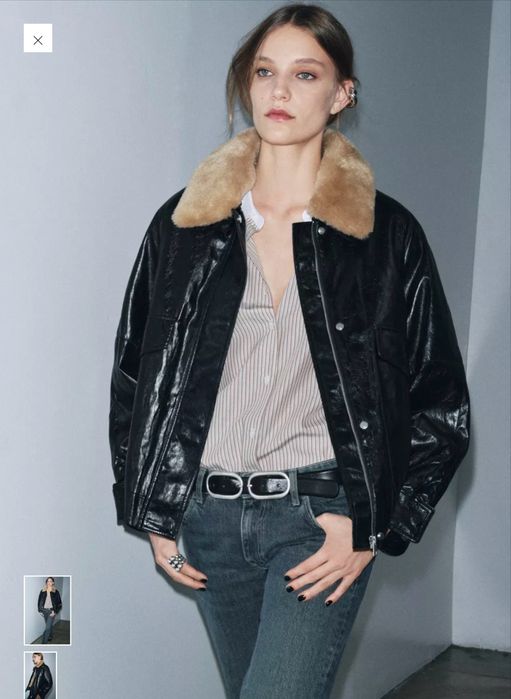 Куртка ZARA размер М утепленная с отстегивающимся мехом