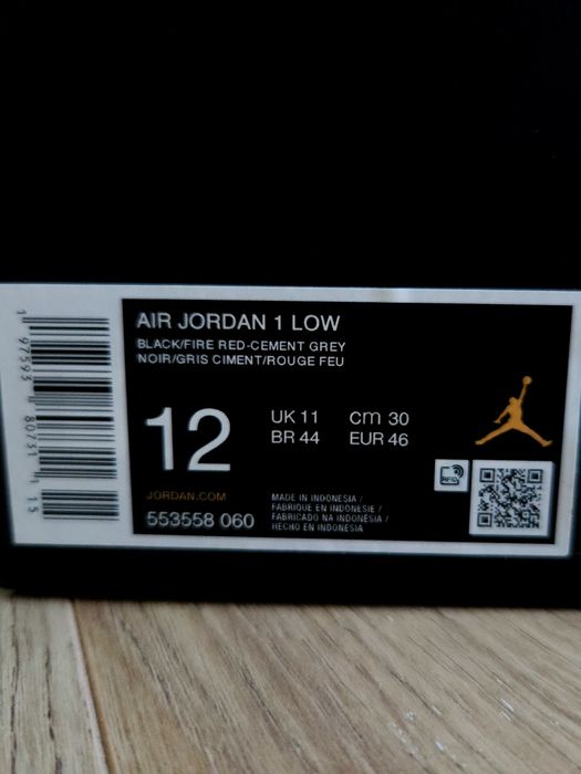 OKAZJA Nike Air Jordan 1 Low 46 męskie czarne czerwone jordan1 box 30cm