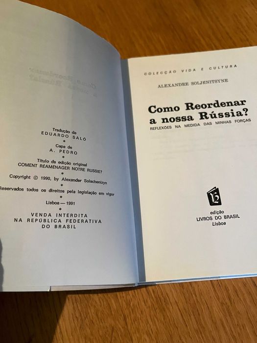 Como reordenar a nossa Rússia ?    Alexandre Soljenitsyne