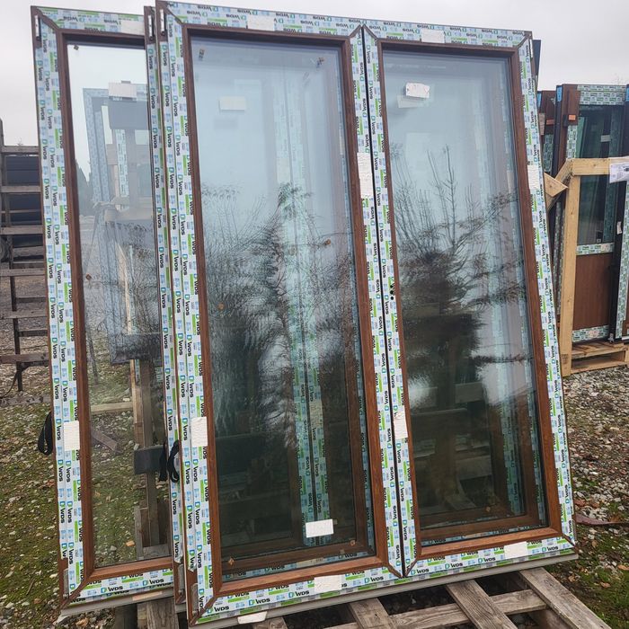 Okno 150x210 trzyszybowye antracyt,złoty dąb