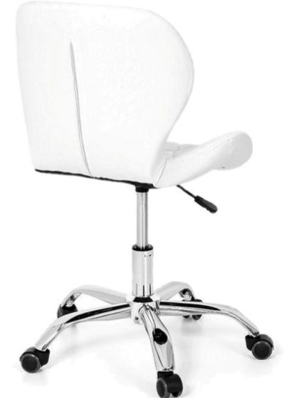 Cadeira Slim Office Estofada Base Giratória Cromada - Branco