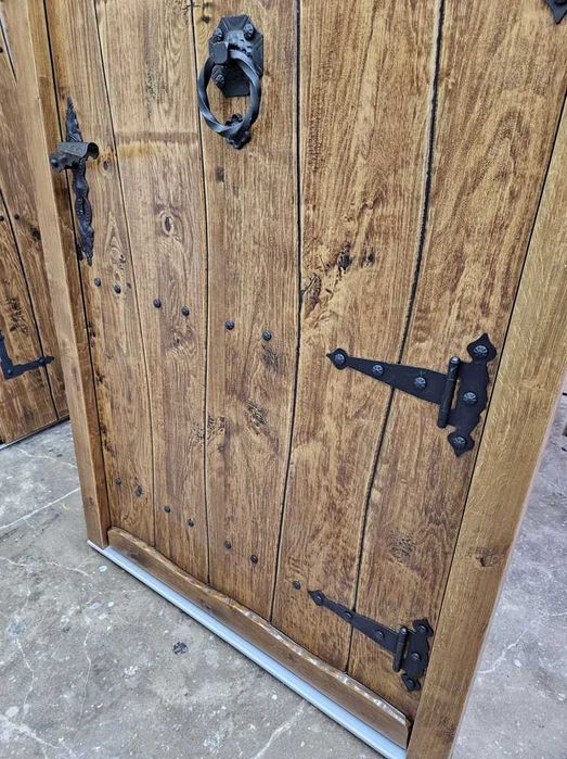 Drzwi DŁUGOSZ drewniane zewnętrzne góralskie ciepłe powietrze GOTOWE