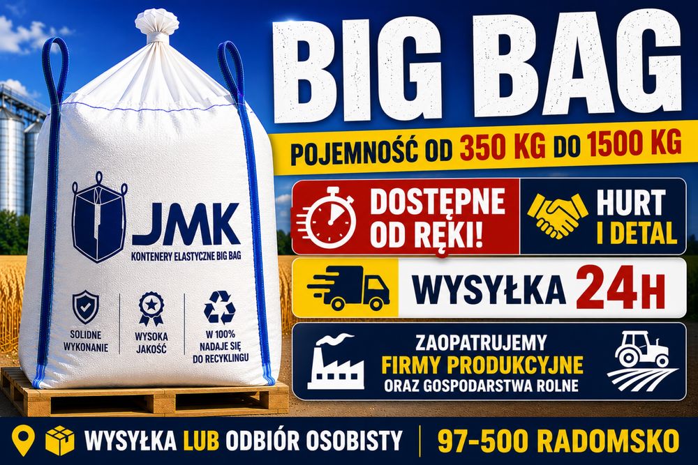 Worki big bag bagi 500kg 750kg 1000kg bigbag hurt I detal Wysyłka cała Polska