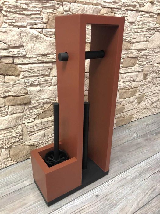 Stojak drewniany na papier toaletowy LOFT + szczotka WC wiele kolorów