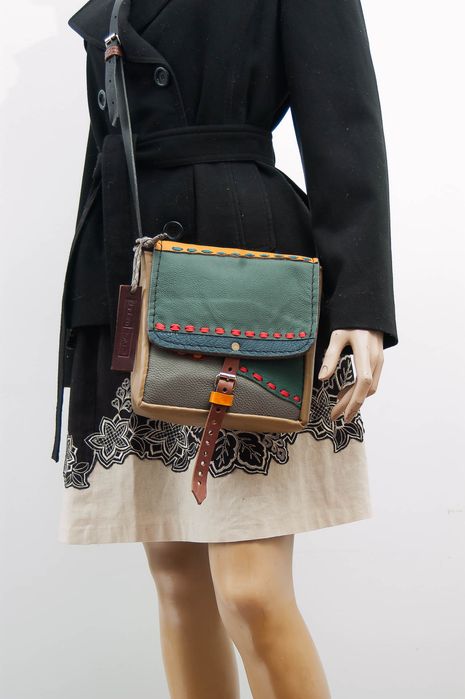 torebka zielony patchwork śladem kOta