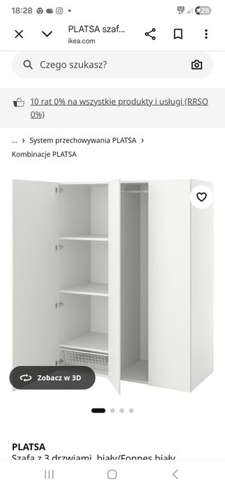 Platsa duża szafa ikea 140×181 nowa