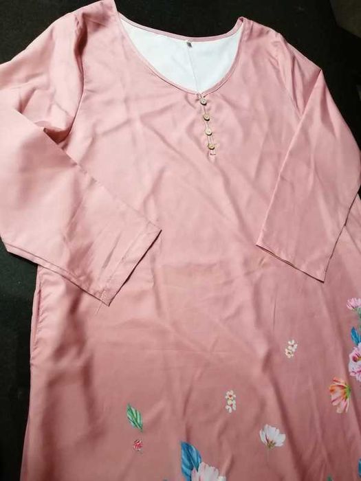 Vestido verão, estampado floral, rosa velho, 3XL
