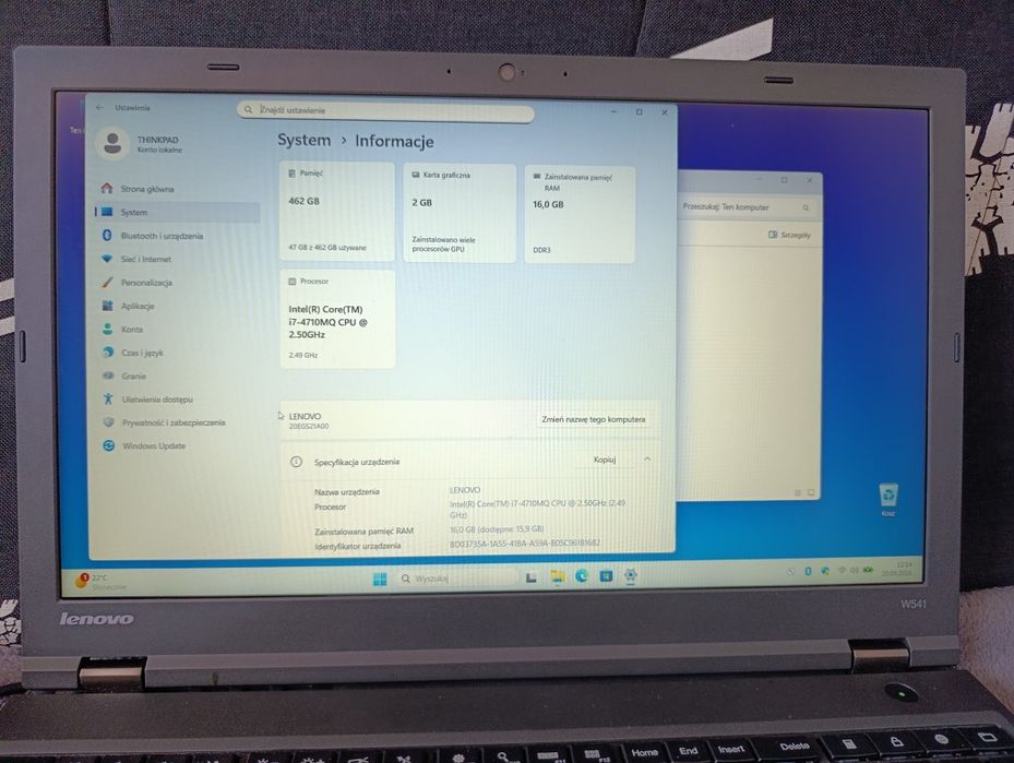 Laptop Lenovo ThinkPad W541