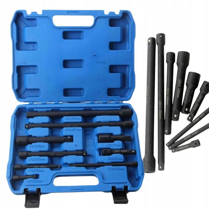 Zestaw przedłużek udarowych 9 el. Przedłużki udarowe 1/4 3/8 1/2