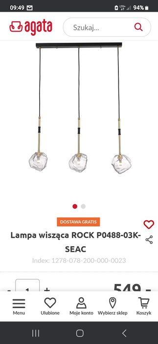 Lampa wisząca zumaline seac rock czarno złota