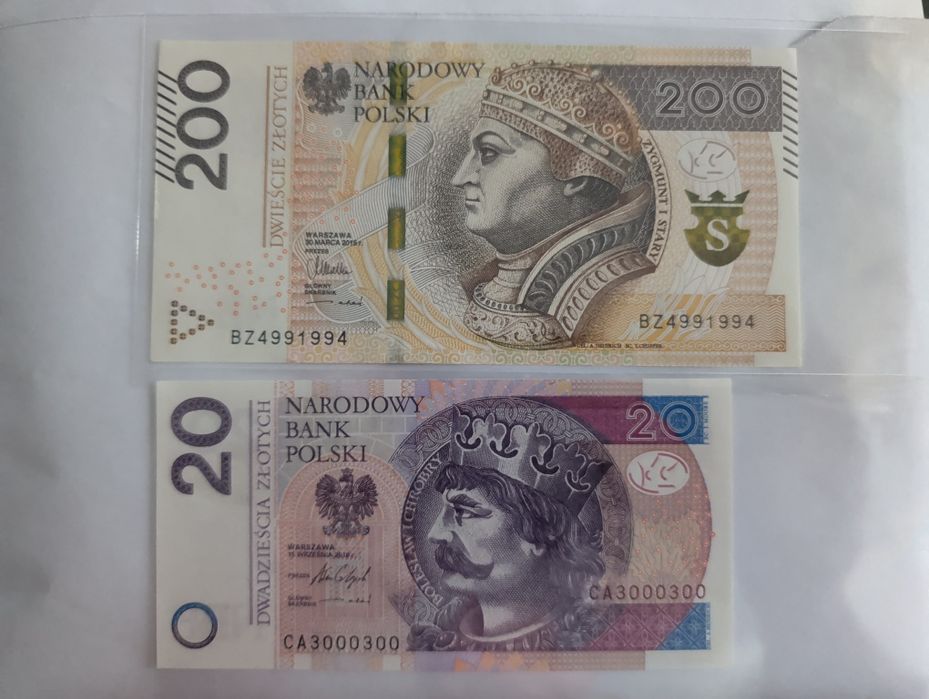 Banknoty, 20 zł, 200 zł