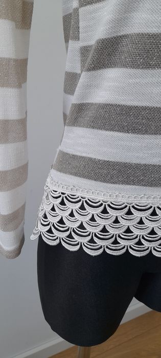 Cienki biały sweter bluzka w paski 34 Dorothy Perkins