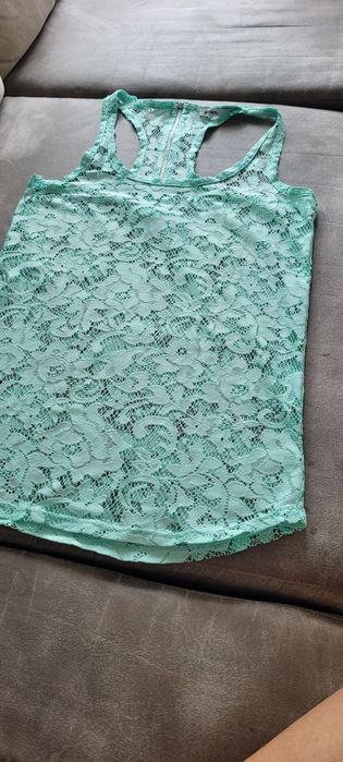 Top renda transparente Lefties