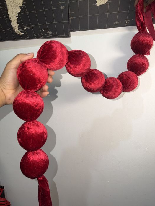 Guirlanda de Natal em Veludo Vermelho 1,30cm