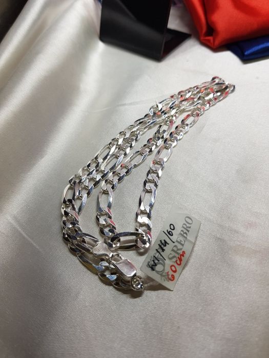 Srebrny łańcuszek splot Figaro srebro 925 długość  60cm