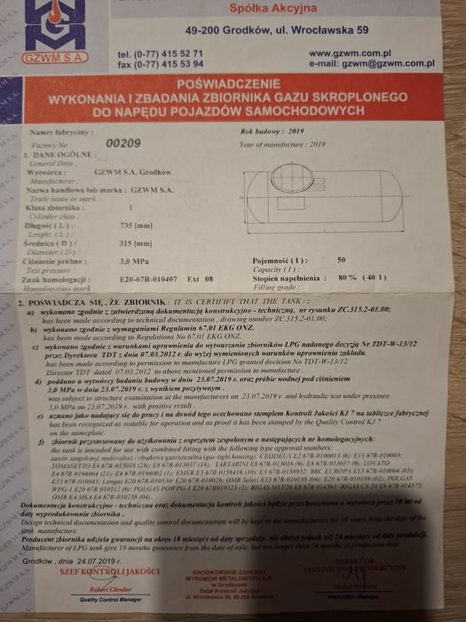 Butla gazu 50l z auta