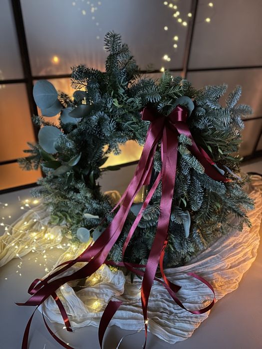 Новорічні композиції, різдвяний декор, прикраси, вінок.