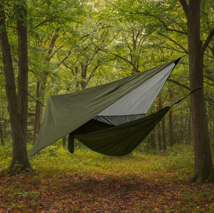 Zestaw XXL Hamak z Moskitierą Turystyczny Survival 250kg + Tarp +Torba