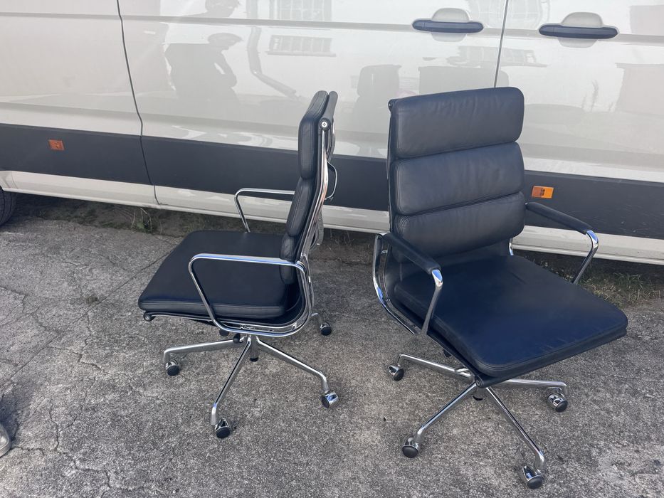 2x fotel biurowy Vitra ea 219 czarna skóra