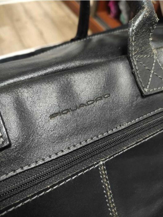 Piquadro дорожня шкіряна натуральна чорна сумка чоловіча під вінтаж
