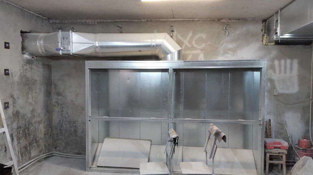 Покрасочная малярная камера сухой фильтрации с вытяжной вентиляцией