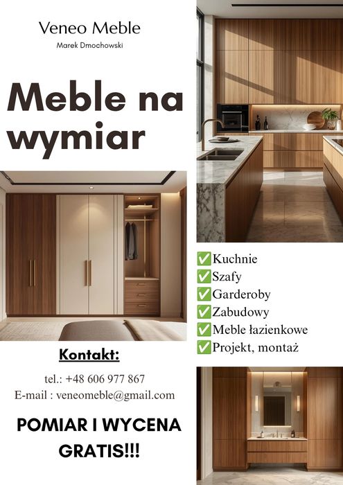Meble na wymiar, kuchnie, szafy, zabudowy, stolarz