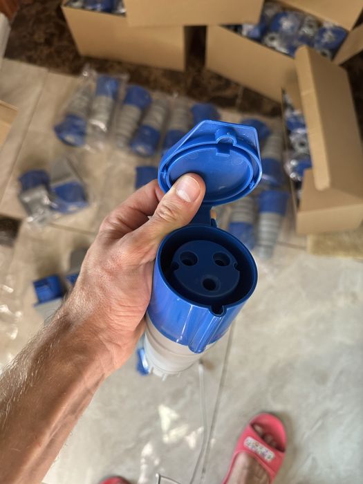 Силовая розетка на 32 ампера 7 кв разьем мама - папа перехідник 16 32