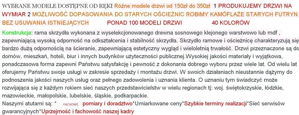 Drzwi wewnętrzne z montażem ościeżnice na wymiar MASKOWANIE futryn