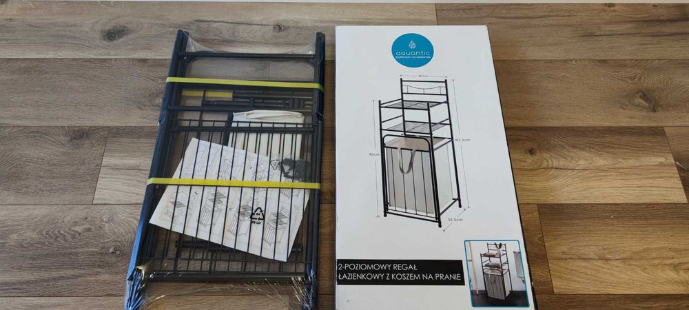 Regał / Kosz na pranie, stylowy, industrialny, czarny metalowy