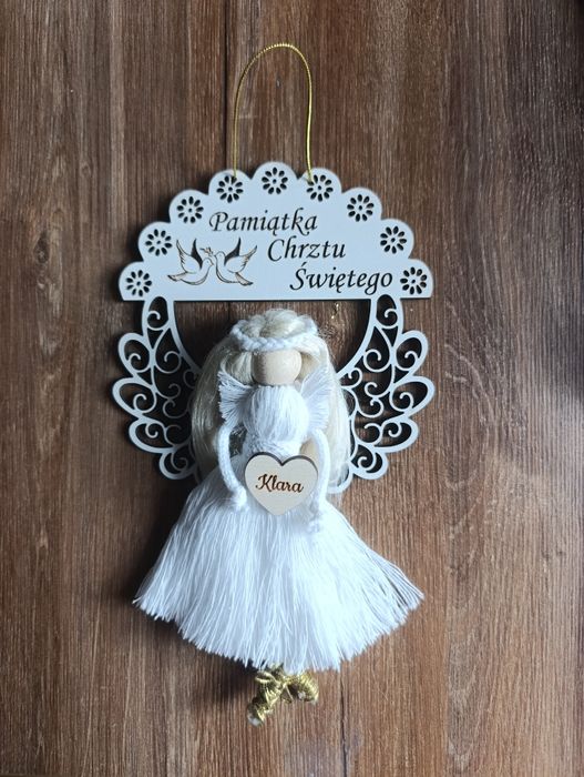 Anioł stróż Chrzciny Pierwsza Komunia pamiątka podziękowania dla gości
