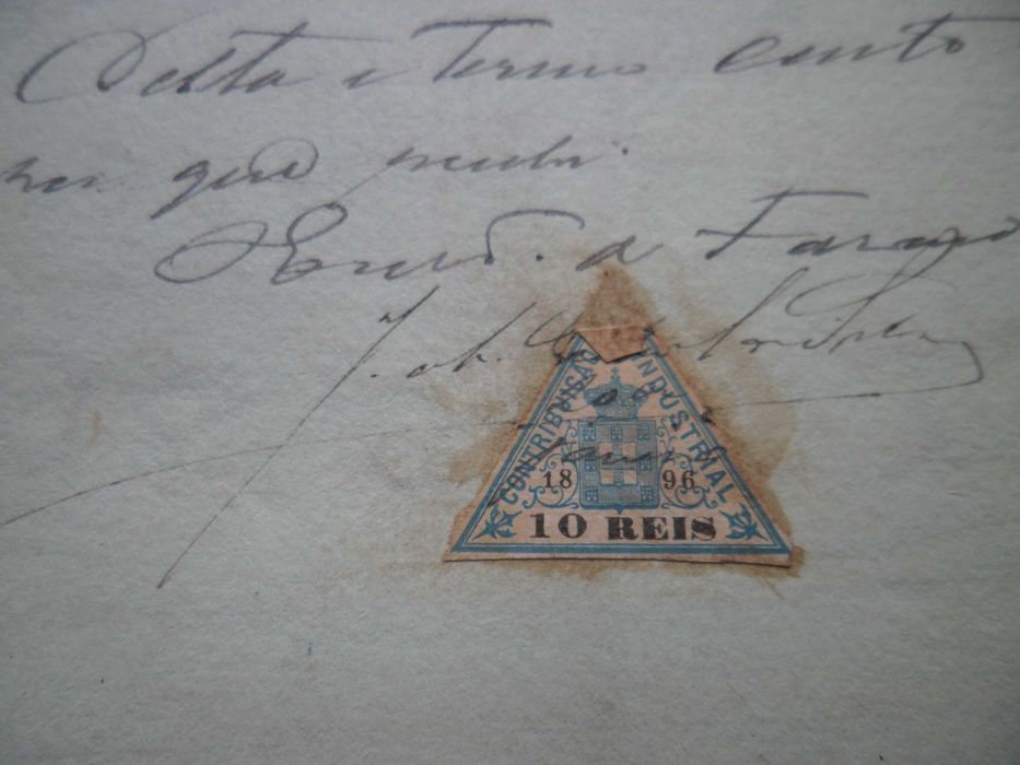 Documento Manuscrito 'Certificado' Selado , ano 1896, Marca de Água