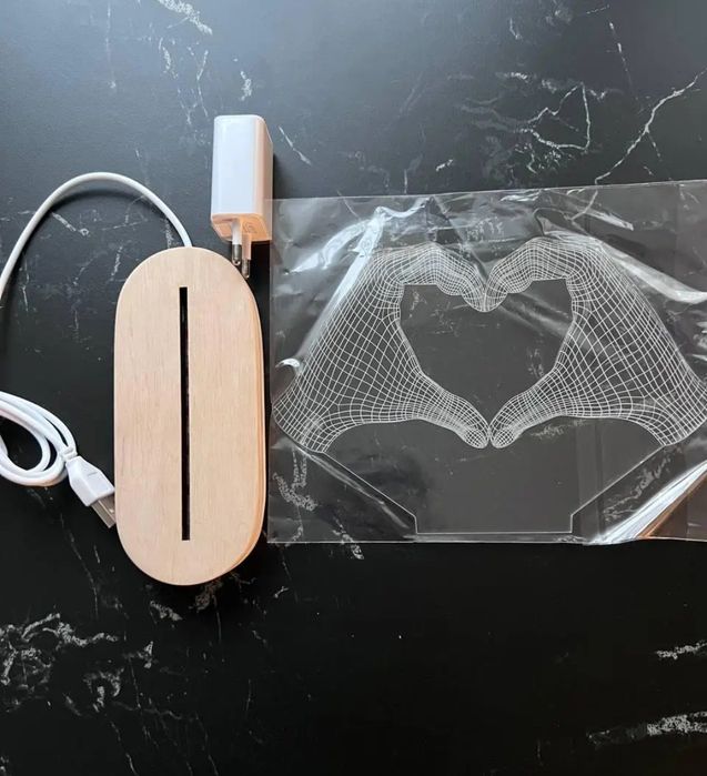 Ночник для влюбленных руки сердце , с USB разъемом , 18/13 см