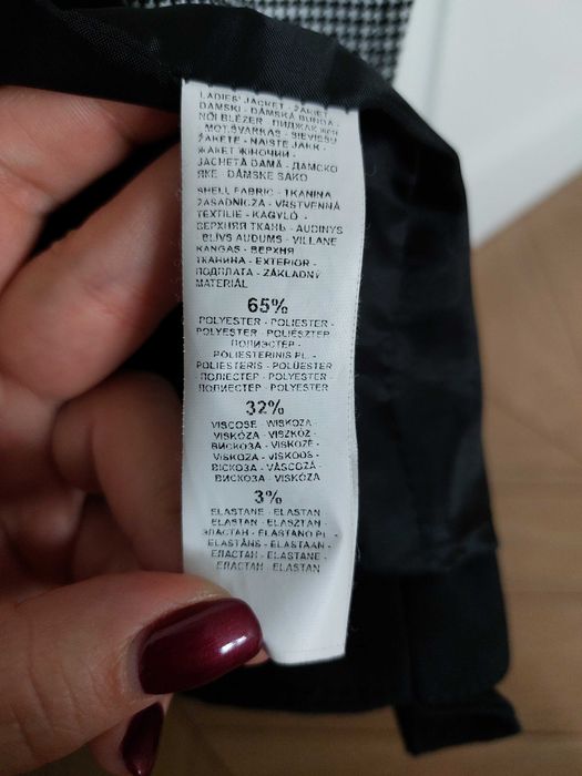 Żakiet damski o kroju ramoneski, w drobną pepitkę, Mohito, r. 38