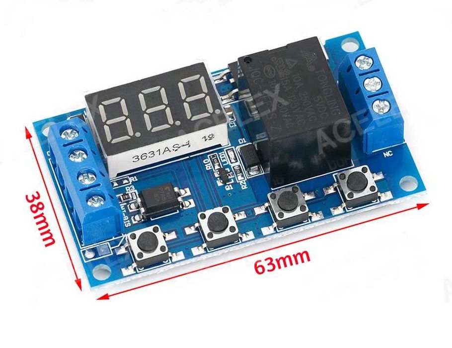 Реле часу/модуль таймера Циклічний/програмований цифровий 0,1 с-999 хв