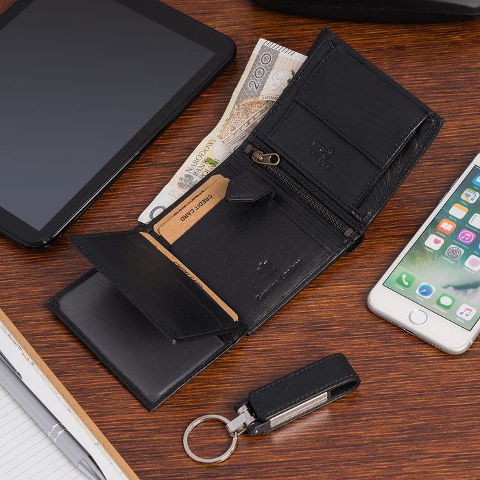 portfel męski skórzany wild tiger - czarny